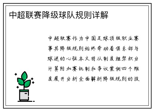 中超联赛降级球队规则详解
