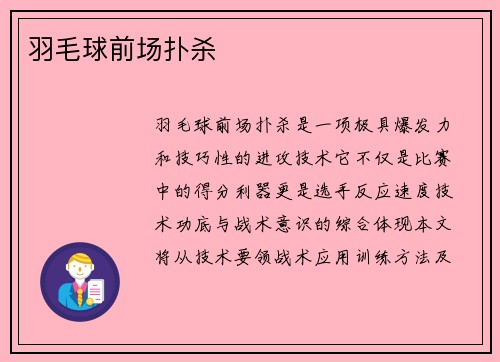 羽毛球前场扑杀